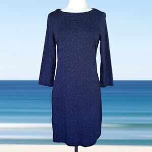 TOMMY BAHAMA Darcy 3/4 Sleeve Dress Size Small Sapphire Blue Giraffe Geo